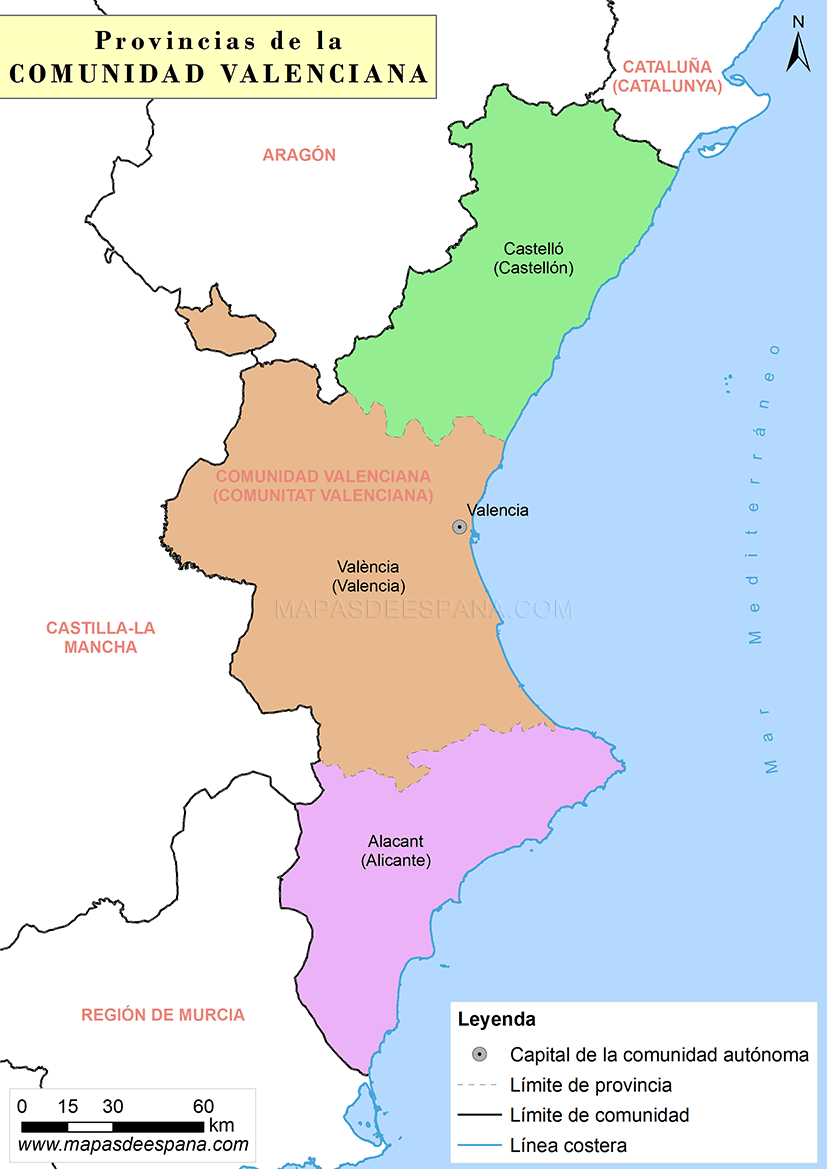 mapa comunidad valenciana